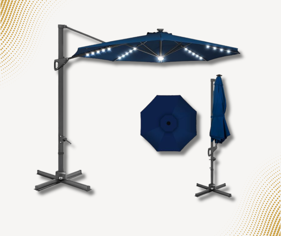 10ft Solar LED Cantilever Patio Umbrella