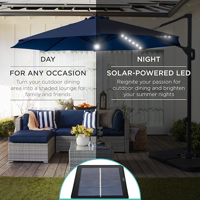 10ft Solar LED Cantilever Patio Umbrella