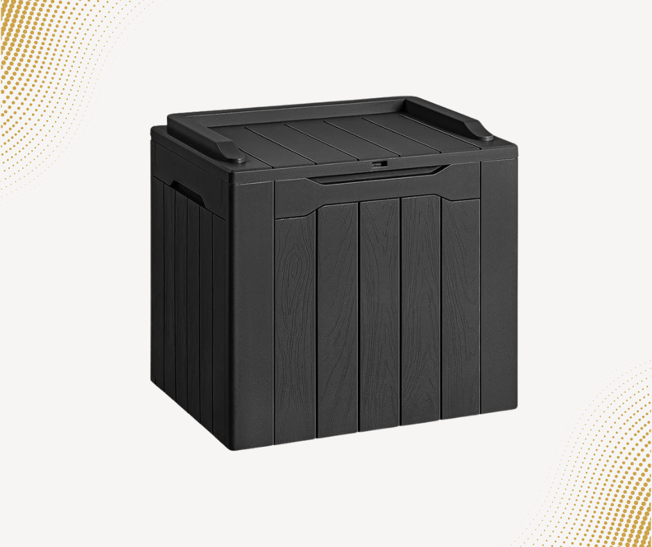 30-Gallon Resin Deck Box – Waterproof Outdoor Storage Bench for Patio, Garden & Pool Accessories (Black)