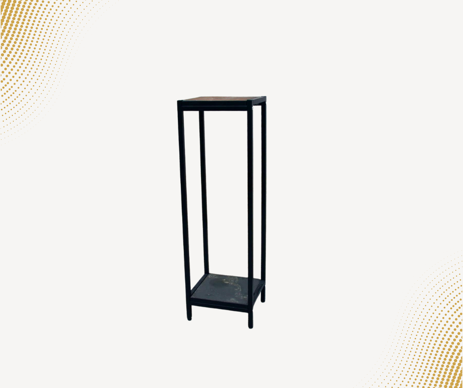 2-Tier Slate Top Plant Stand – 39.5” Tall Metal Flower Shelf