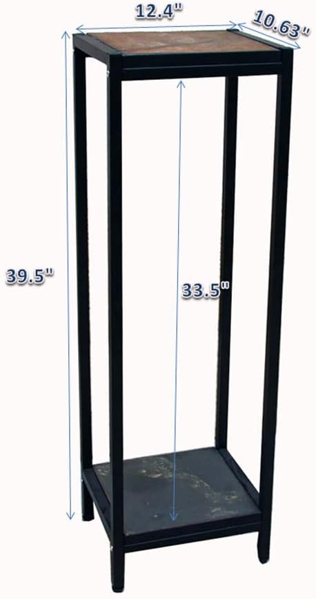 2-Tier Slate Top Plant Stand – 39.5” Tall Metal Flower Shelf