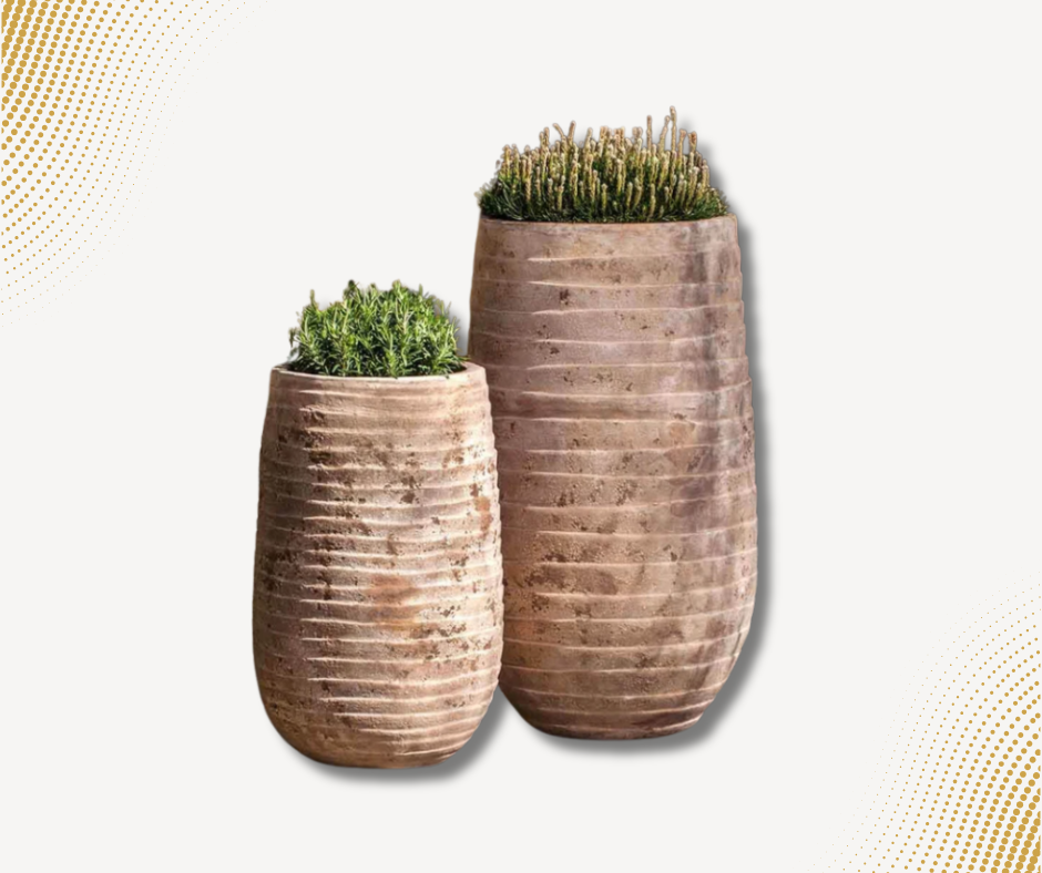 Ipanema Bronze Glazed Terra Cotta Outdoor Planter Set