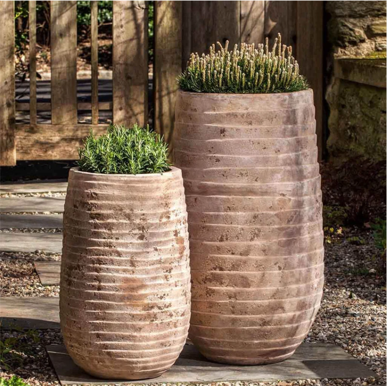 Ipanema Bronze Glazed Terra Cotta Outdoor Planter Set
