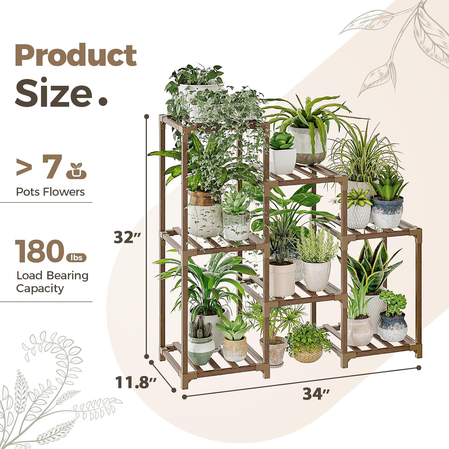 3-Tier Wooden Plant Stand Ladder Plant Shelf