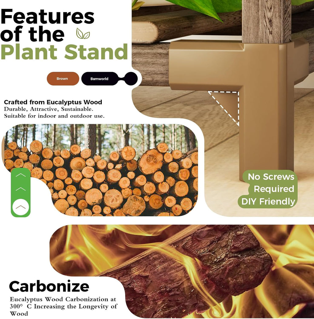 3-Tier Wooden Plant Stand Ladder Plant Shelf