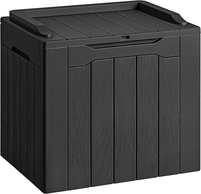 30-Gallon Resin Deck Box – Waterproof Outdoor Storage Bench for Patio, Garden & Pool Accessories (Black)