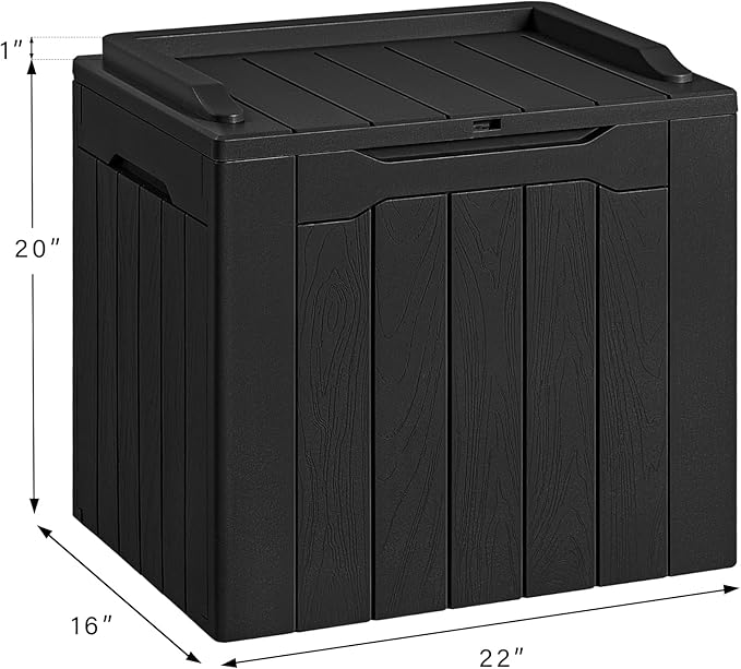 30-Gallon Resin Deck Box – Waterproof Outdoor Storage Bench for Patio, Garden & Pool Accessories (Black)