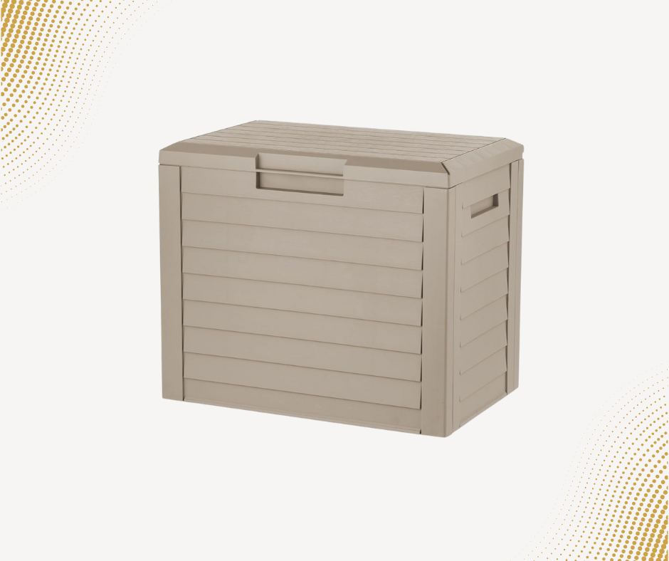 35-Gallon Lockable Outdoor Deck Box – Weatherproof Resin Storage for Packages & Patio Essentials (Beige)