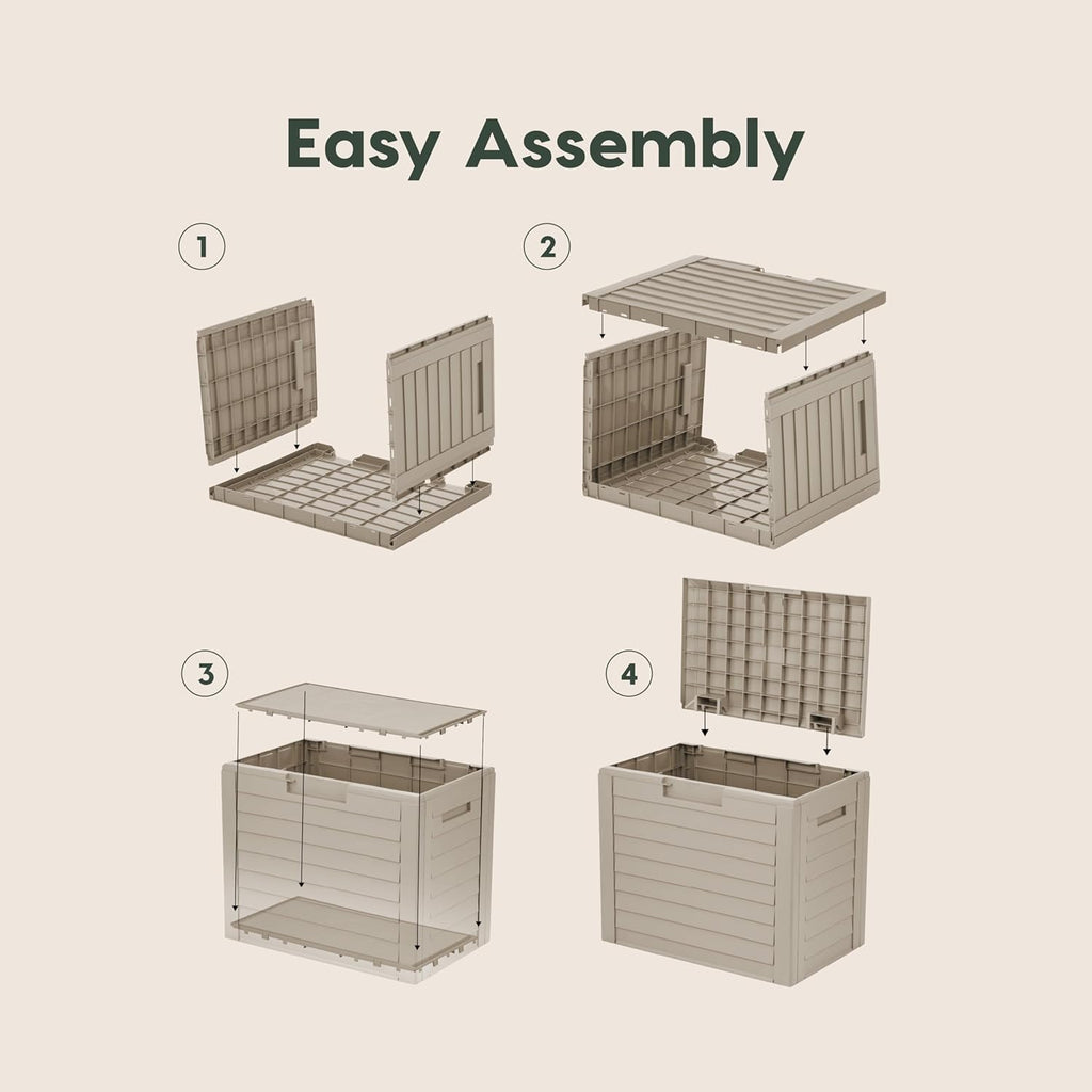 35-Gallon Lockable Outdoor Deck Box – Weatherproof Resin Storage for Packages & Patio Essentials (Beige)