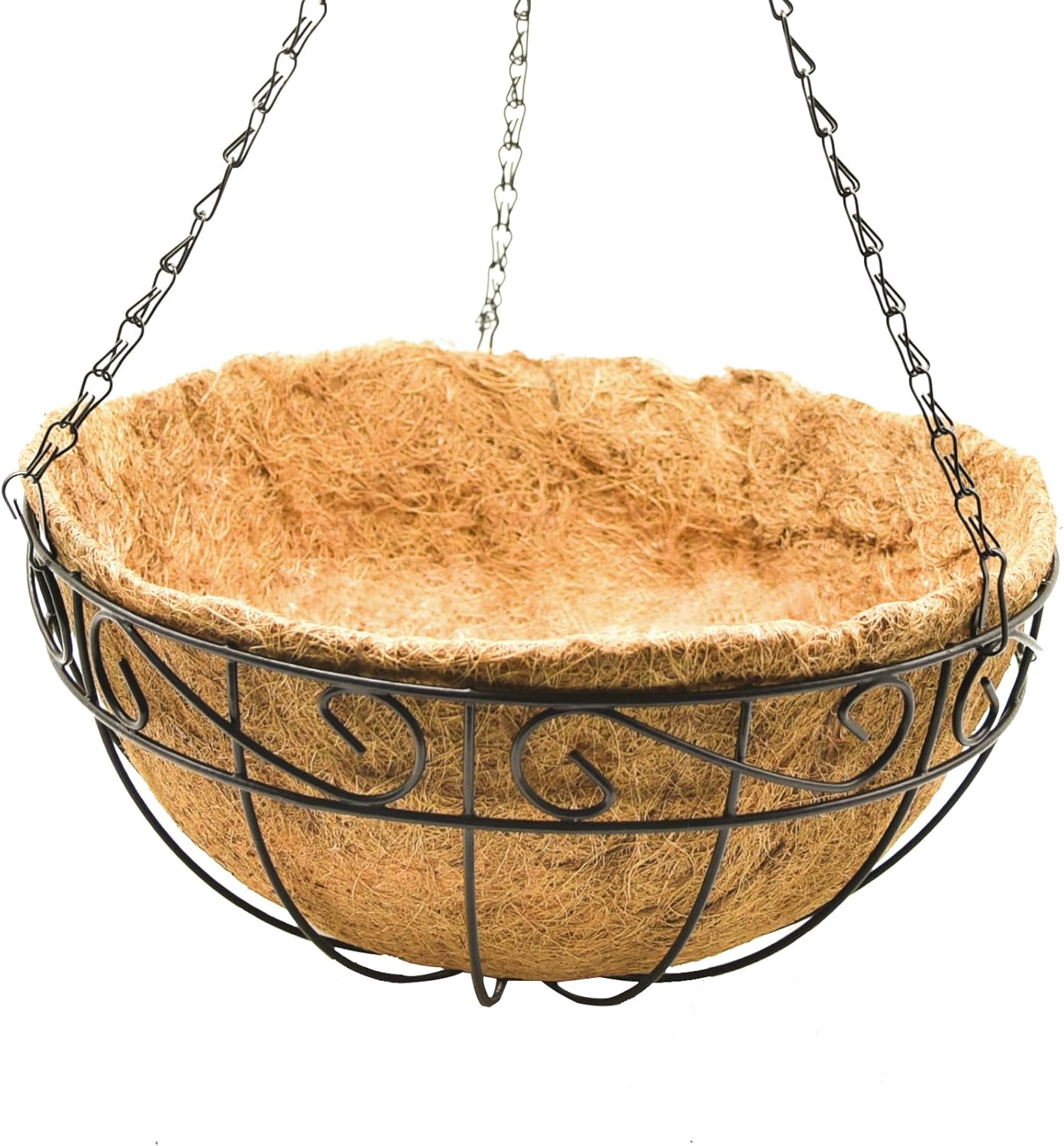 4-Pack 14” Hanging Planter Baskets with Coco Coir Liners – Metal Hanging Flower Pots