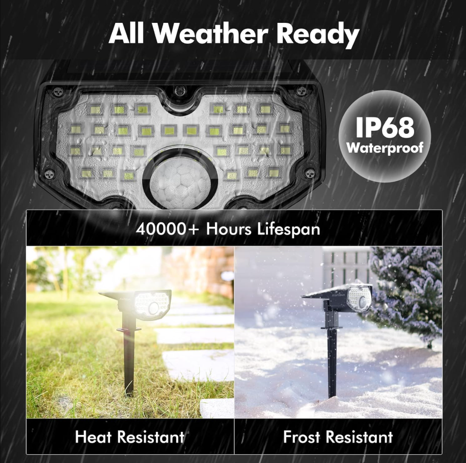 AloftSun Solar Motion Sensor Outdoor Lights (Set of 2)