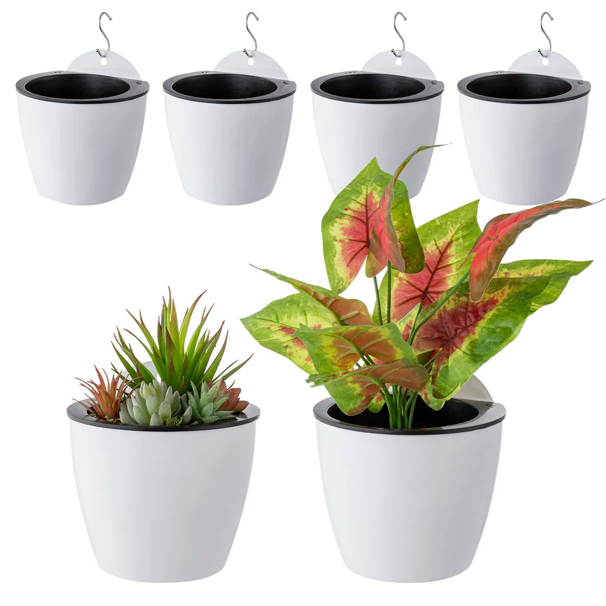 6-Piece Self-Watering Hanging Planter Set