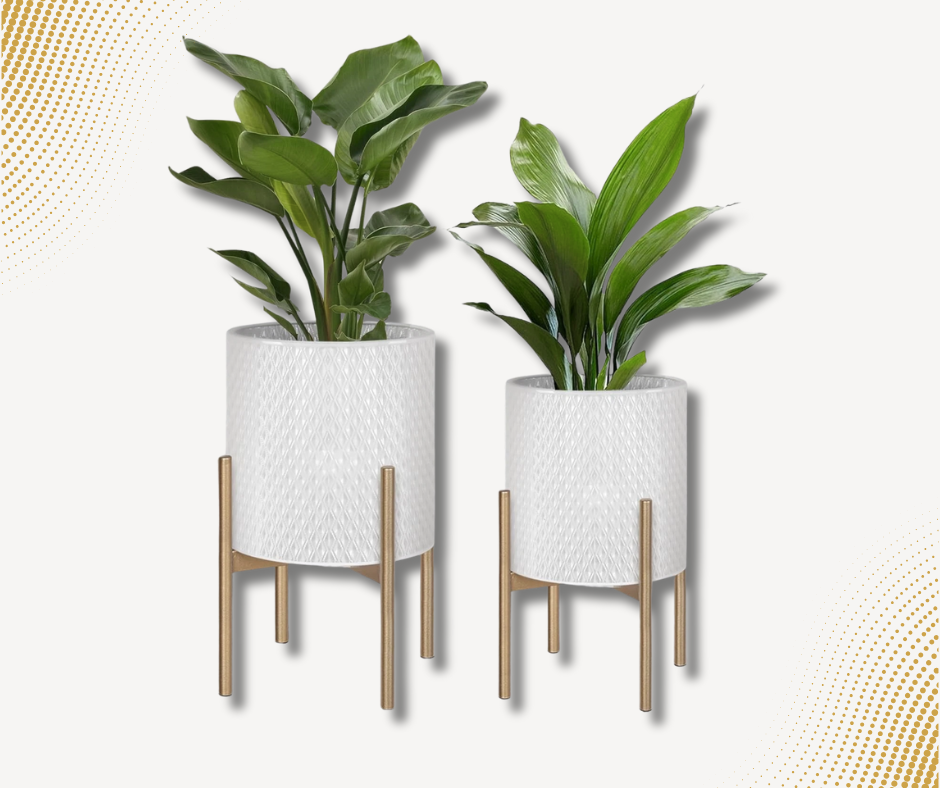 Mid-Century Metal Planter (Set of 2)