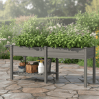 82" Gray Wood Elevated Garden Bed with Side Table & Shelf - Outdoor Home UpgradesFunctional Outdoor Problem - Solvers