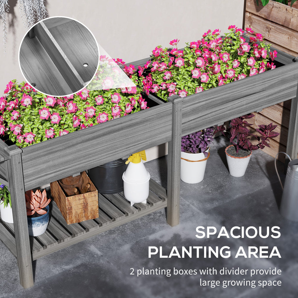 82" Gray Wood Elevated Garden Bed with Side Table & Shelf - Outdoor Home UpgradesFunctional Outdoor Problem - Solvers