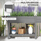 82" Gray Wood Elevated Garden Bed with Side Table & Shelf - Outdoor Home UpgradesFunctional Outdoor Problem - Solvers