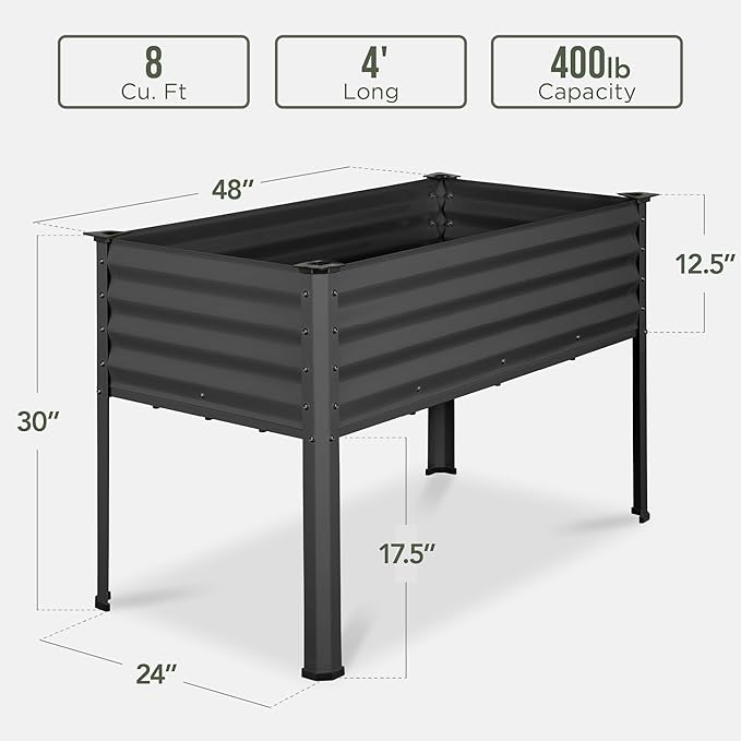 Garden Bed – Metal Elevated Planter Box with Drainage for Vegetables, Herbs & Flowers