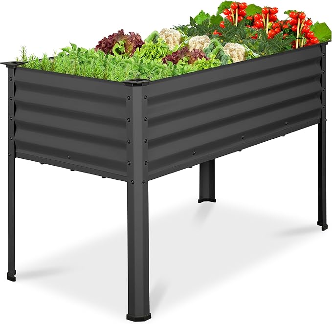 Garden Bed – Metal Elevated Planter Box with Drainage for Vegetables, Herbs & Flowers