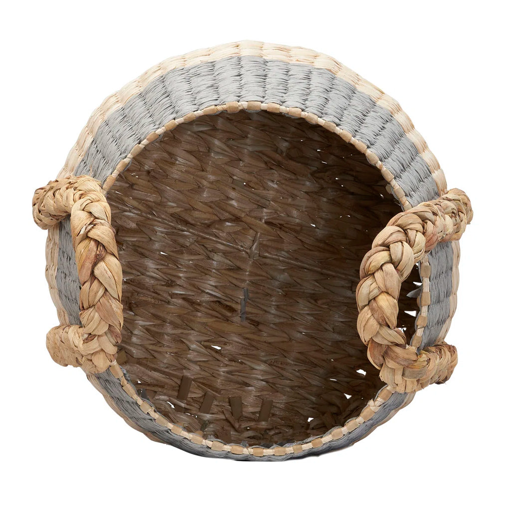 Handwoven Two-Tone Wicker Basket with Handles