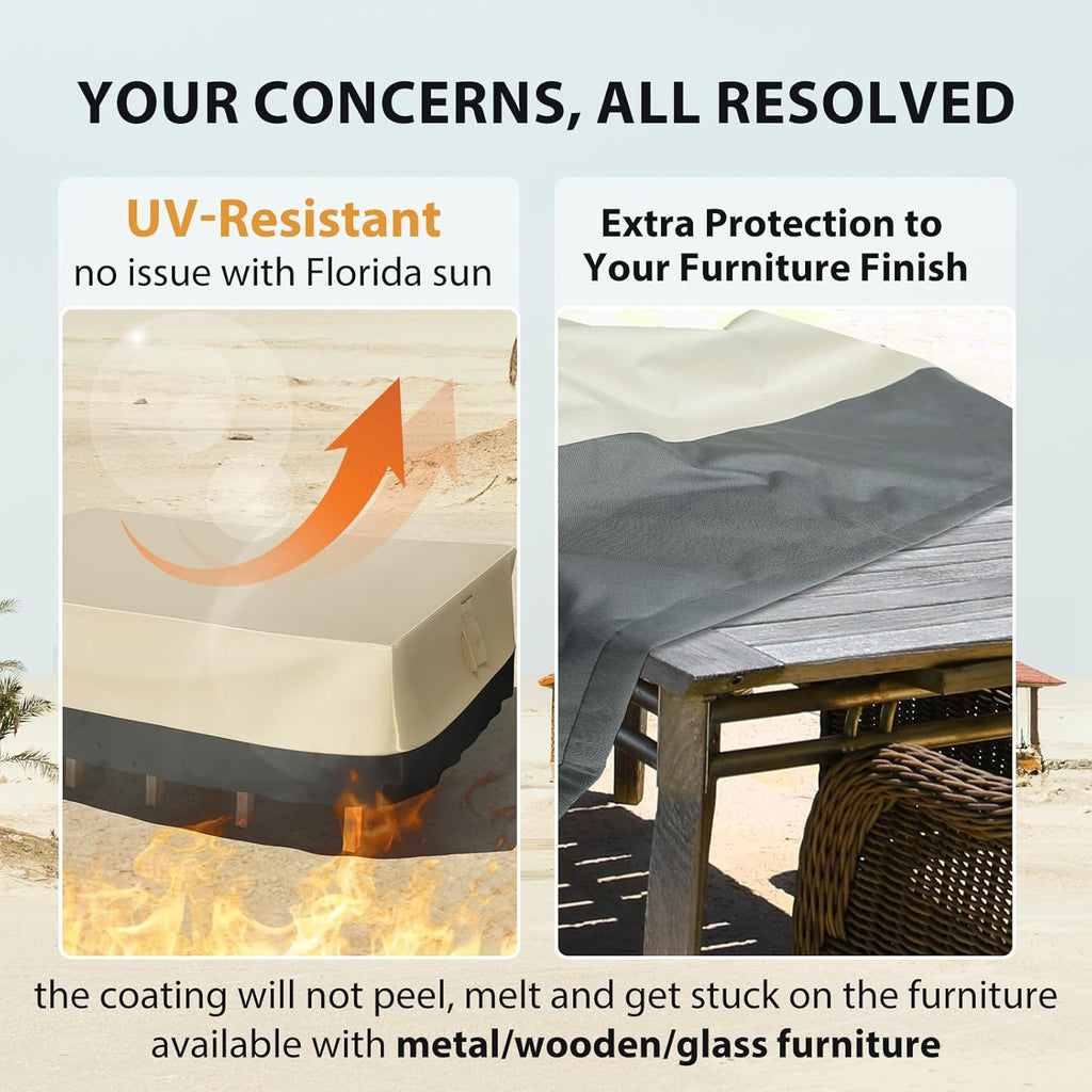 Heavy Duty Patio Furniture Cover – 110”x84”x28” Large Waterproof Outdoor Dining Table & Sofa Set Cover with UV Protection and Air Vents