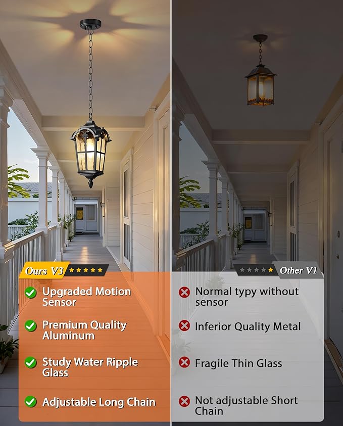 Modern Motion Sensor Outdoor Pendant Light