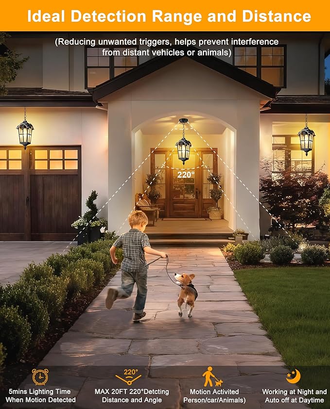 Modern Motion Sensor Outdoor Pendant Light