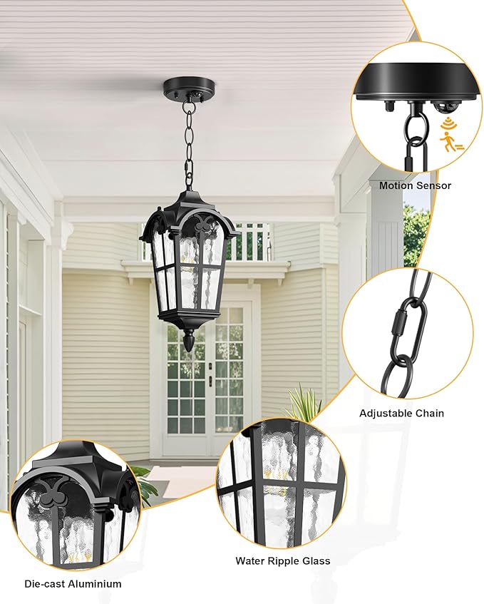 Modern Motion Sensor Outdoor Pendant Light
