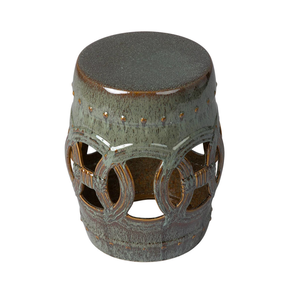 Olive Jade Green Ceramic Garden Stool – Patio Accent Table