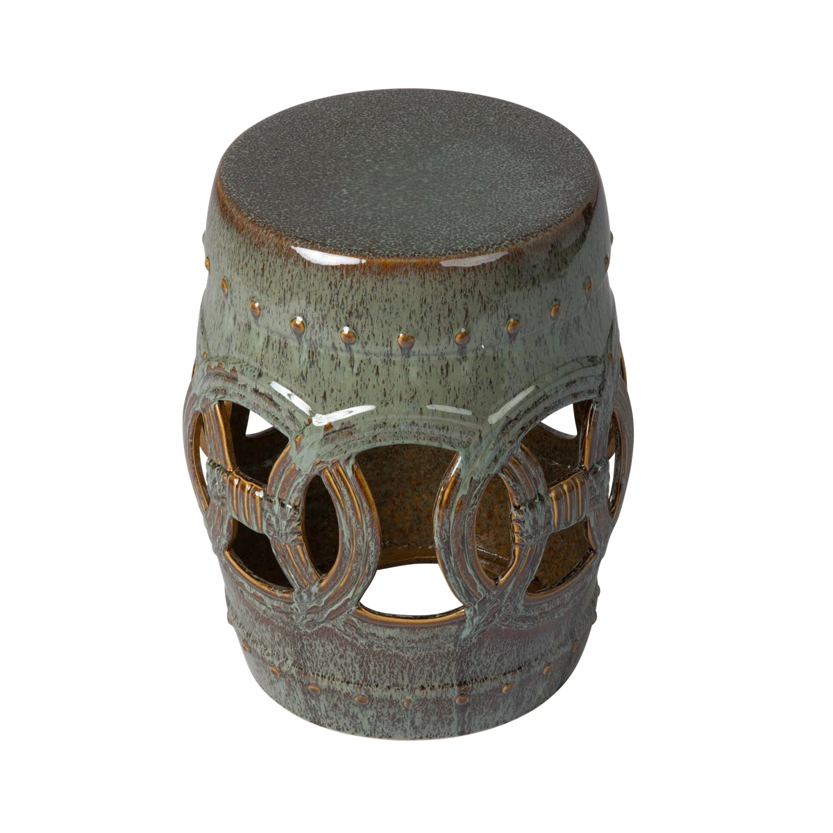 Olive Jade Green Ceramic Garden Stool – Patio Accent Table