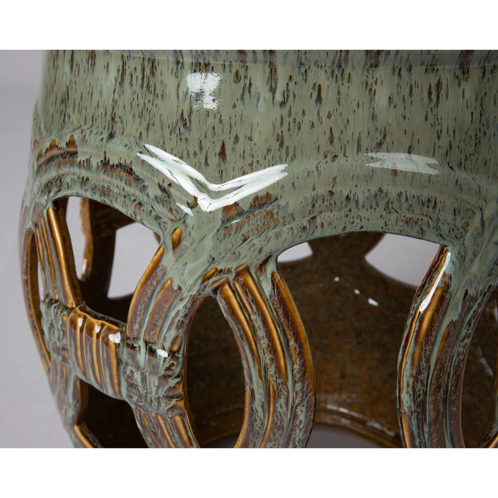 Olive Jade Green Ceramic Garden Stool – Patio Accent Table