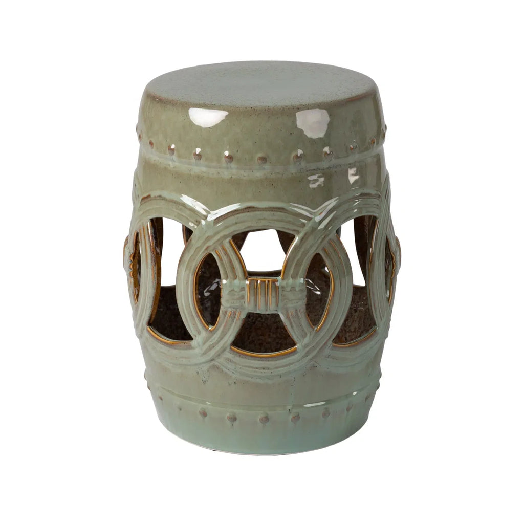Olive Jade Green Ceramic Garden Stool – Patio Accent Table