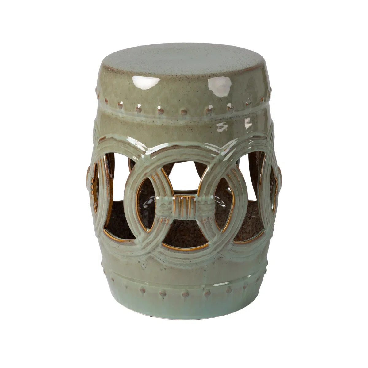 Olive Jade Green Ceramic Garden Stool – Patio Accent Table