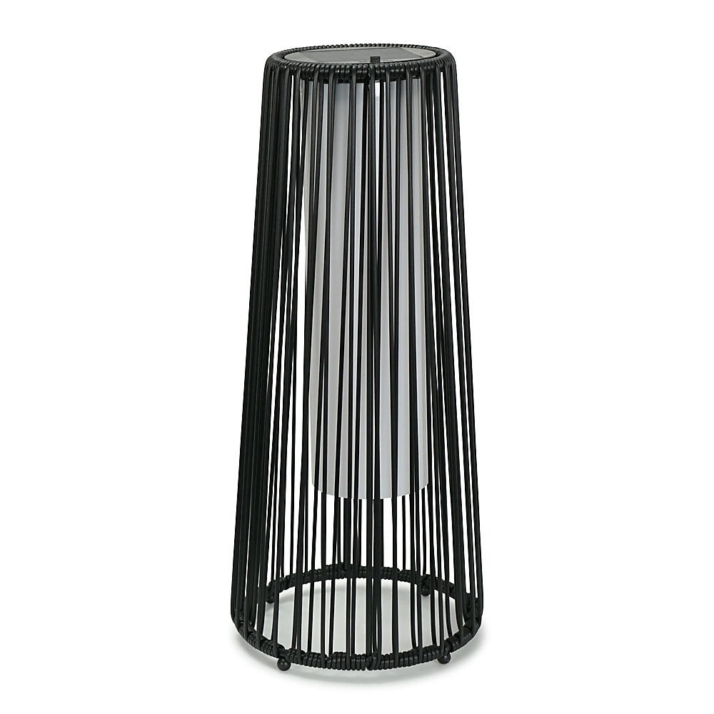Black rattan garden floor lamp