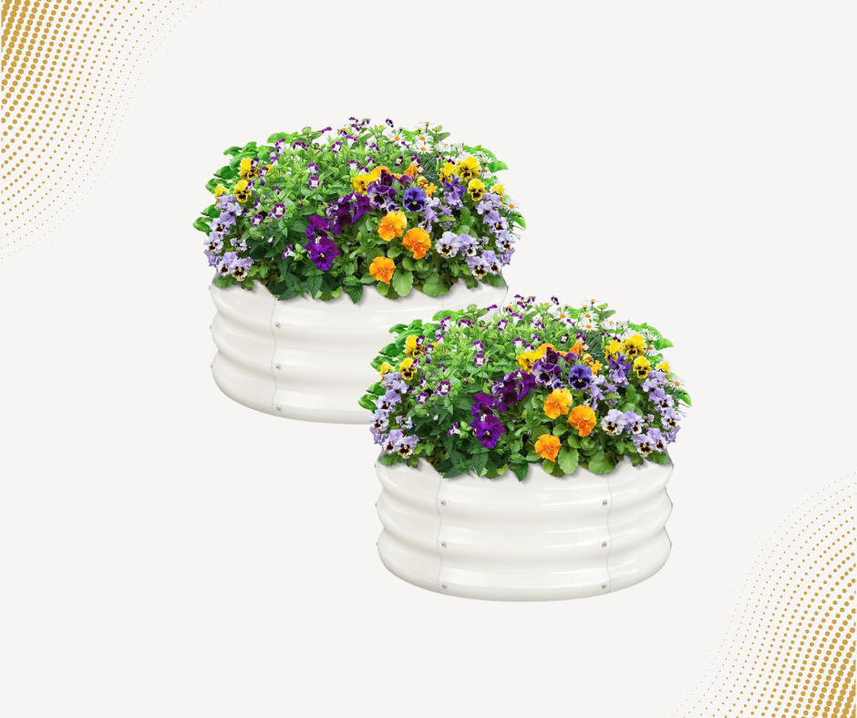 hite Galvanized Round Raised Garden Bed – 2x2x1 ft Rust-Proof Metal Planter