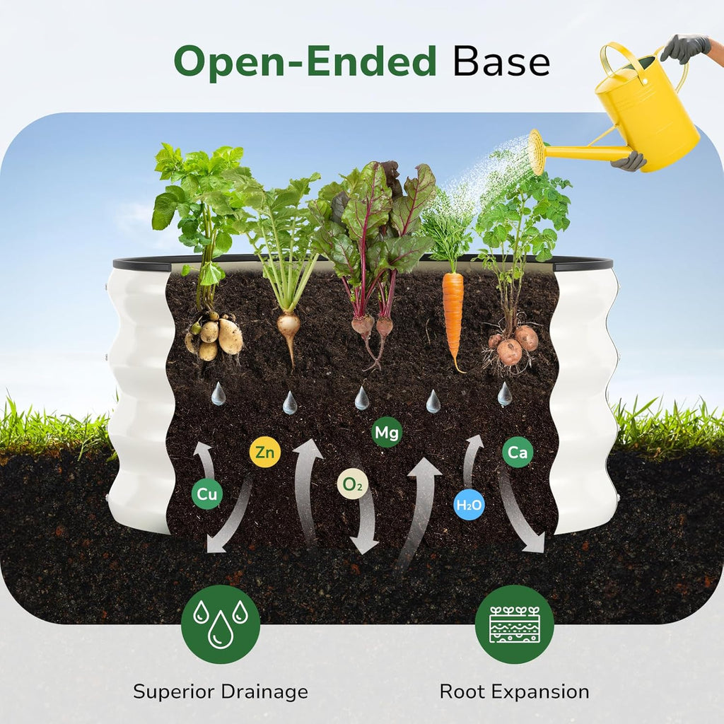 hite Galvanized Round Raised Garden Bed – 2x2x1 ft Rust-Proof Metal Planter