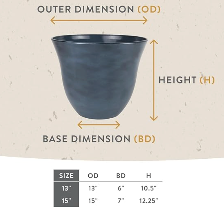 Classic Home & Garden 15” Resin Planter – Flower Pot