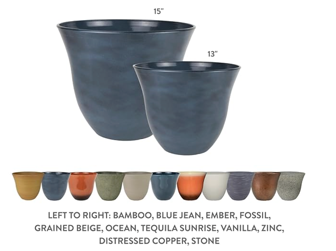 Classic Home & Garden 15” Resin Planter – Flower Pot