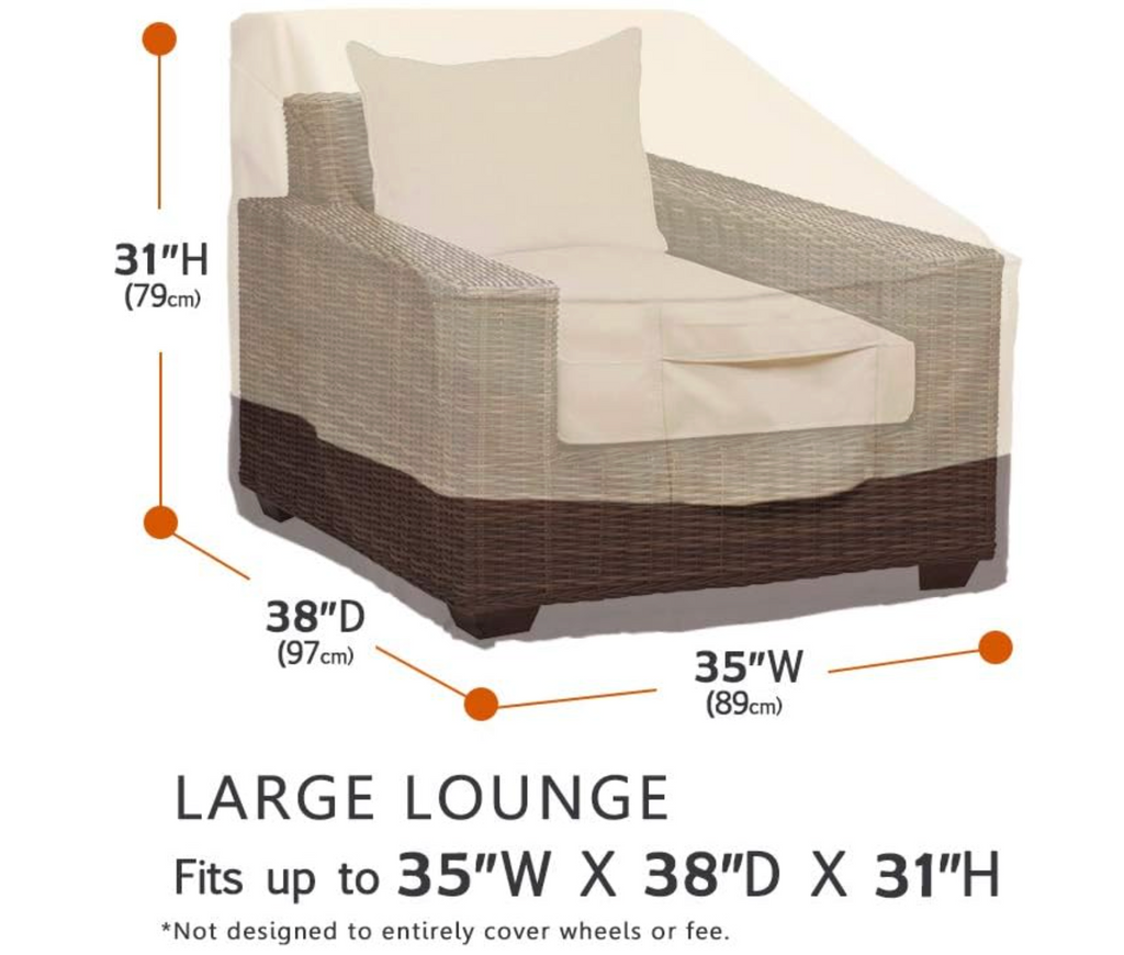 Valige 2-Pack Heavy Duty Patio Chair Covers – Large Waterproof Outdoor Lounge Seat Covers with UV Protection & Adjustable Straps (Beige & Brown)