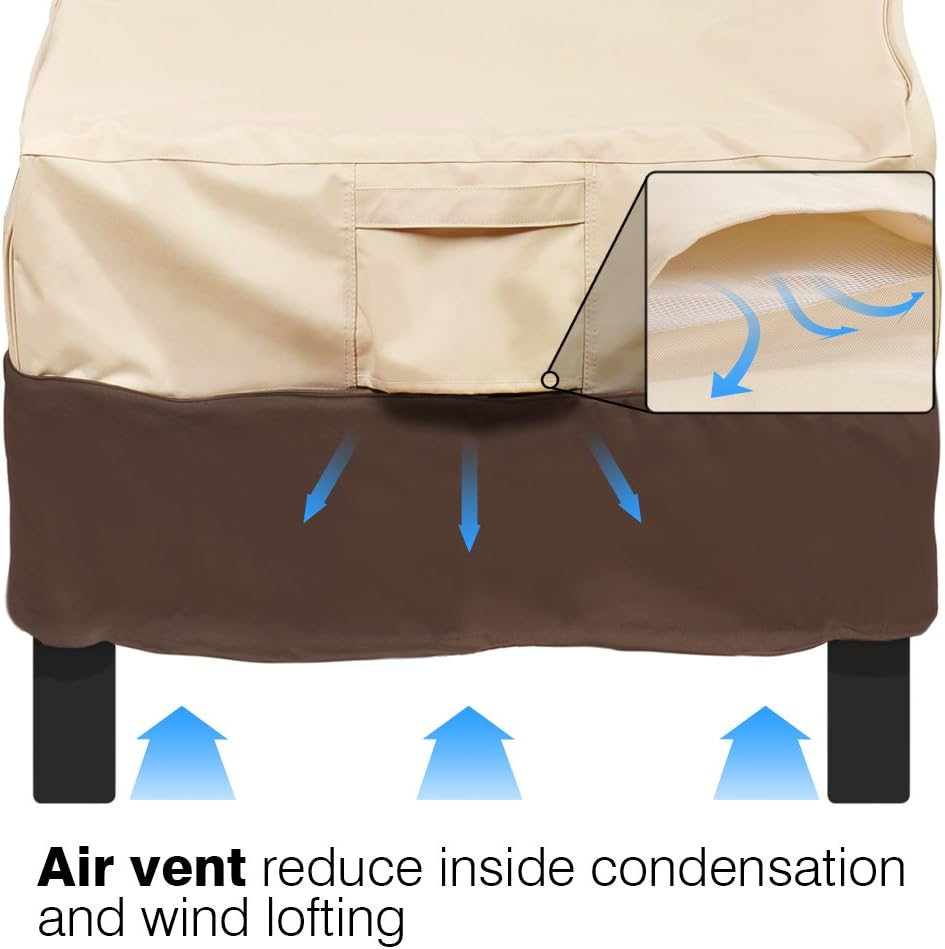 Valige 2-Pack Heavy Duty Patio Chair Covers – Large Waterproof Outdoor Lounge Seat Covers with UV Protection & Adjustable Straps (Beige & Brown)