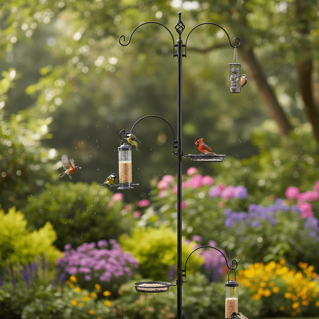 Backyard Sanctuary: 4 - Hook Bird Feeder Pole & Bath Kit - Outdoor Home UpgradesFunctional Outdoor Problem - Solvers