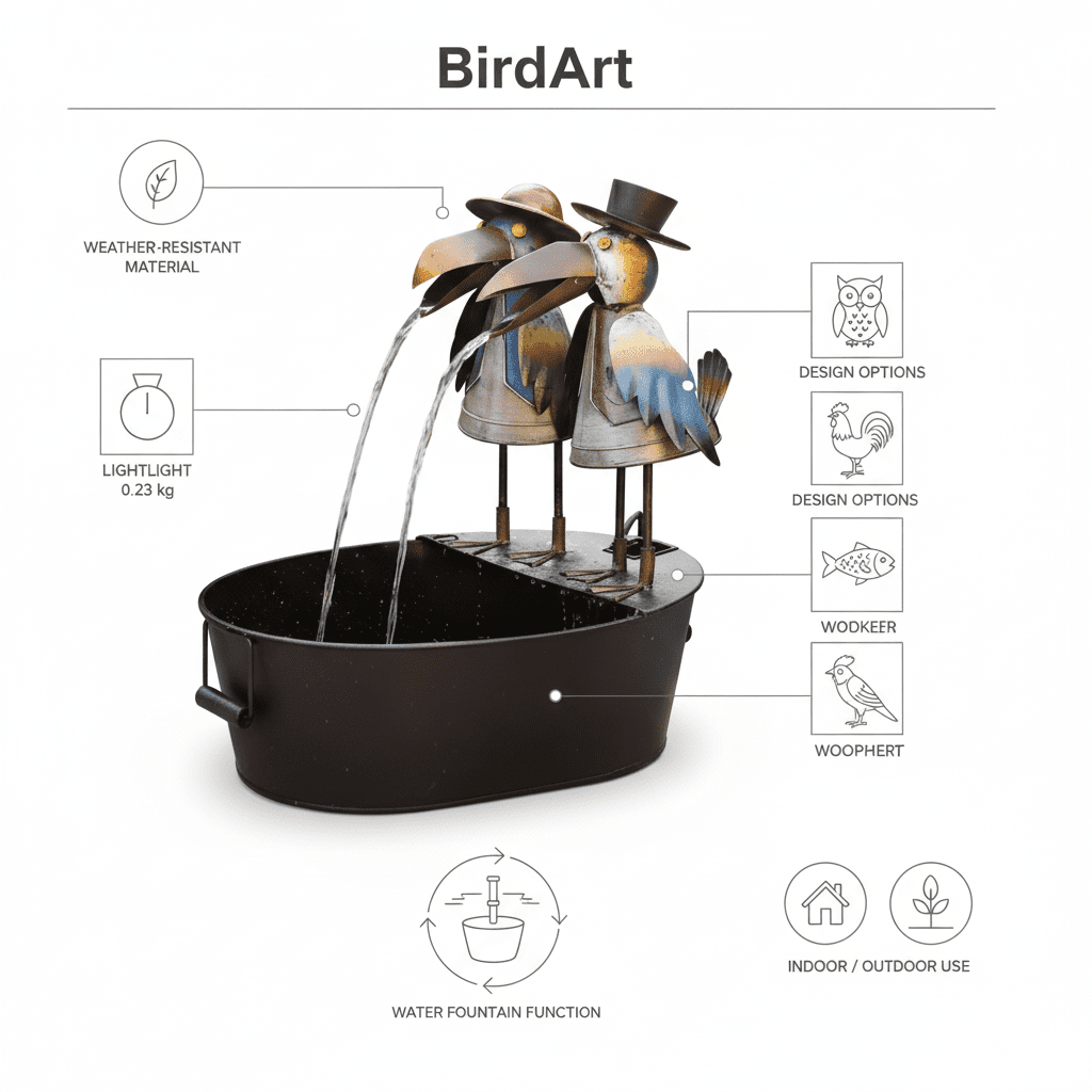 BirdArt™ Whimsical Animal Water Fountain Sculpture (Rustic Edition) - Outdoor Home Upgrades
