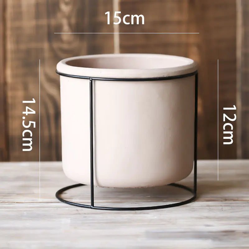The Decorative Succulent Planter with Iron Stand measures 15cm in diameter. The total height is 14.5cm.