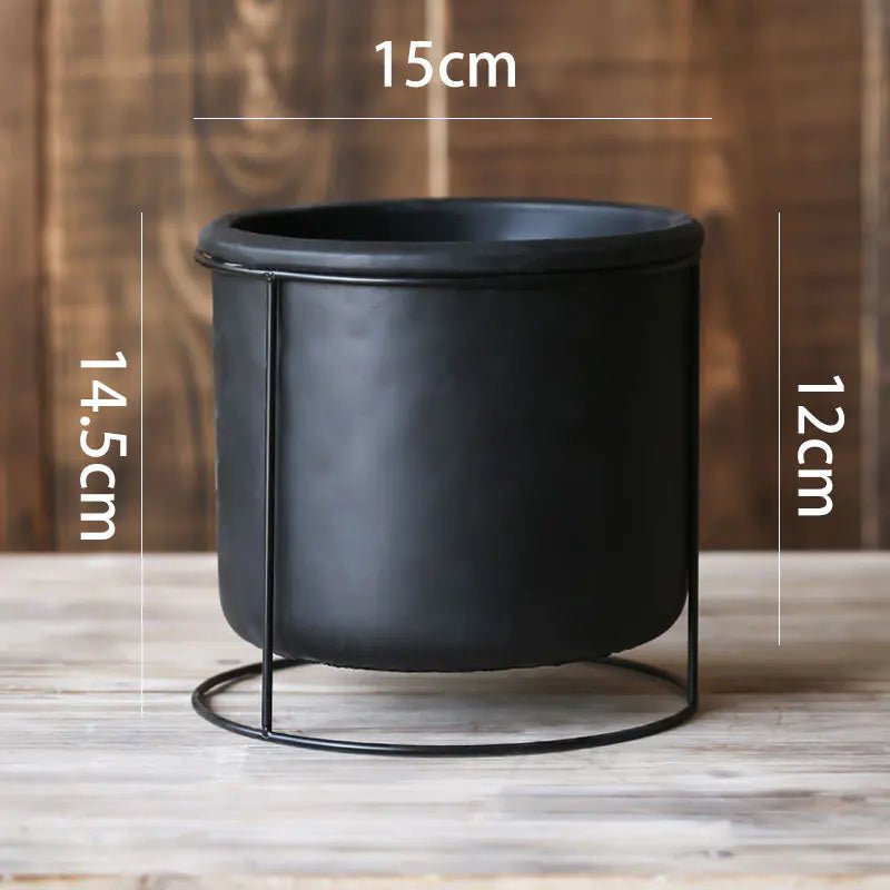 The Decorative Succulent Planter with Iron Stand measures 15cm in diameter. The total height is 14.5cm.