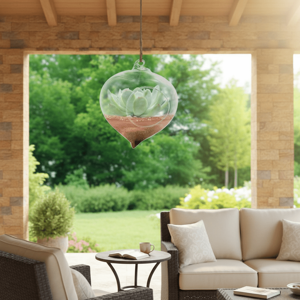 Crystal Teardrop: Hanging Borosilicate Hydroponic Planter - Outdoor Home Upgrades