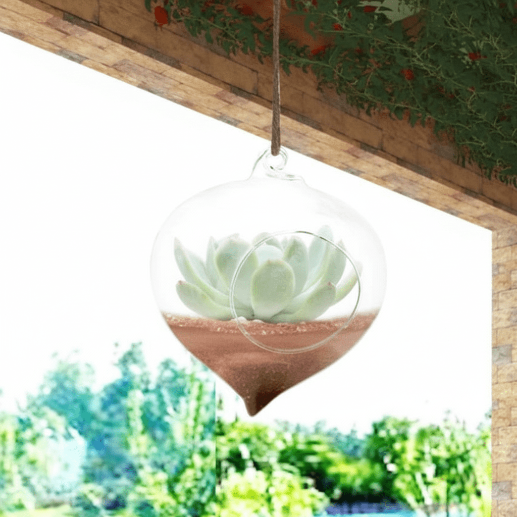 Crystal Teardrop: Hanging Borosilicate Hydroponic Planter - Outdoor Home Upgrades
