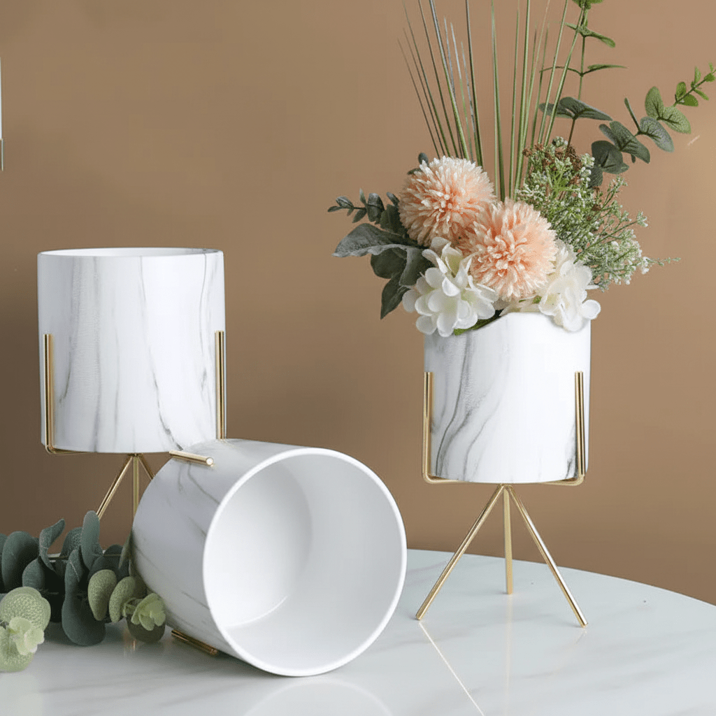 Dali Gold Series: Nordic Marble Ceramic Planter - Outdoor Home Upgrades