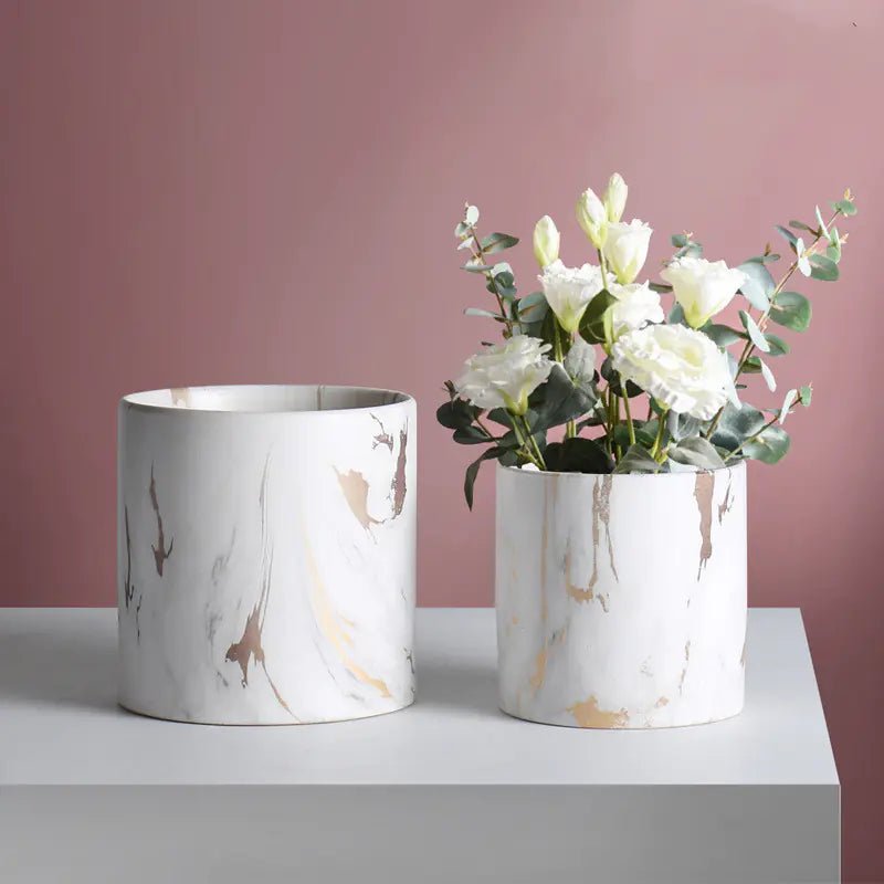 Dali Gold Series: Nordic Marble Ceramic Planter - Outdoor Home Upgrades