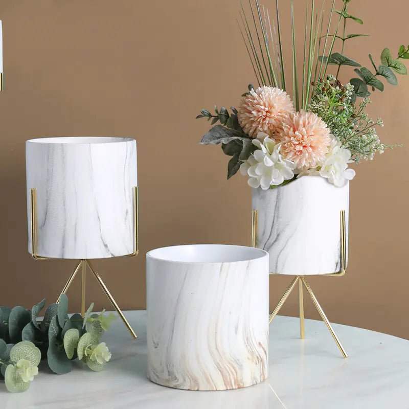 Dali Gold Series: Nordic Marble Ceramic Planter - Outdoor Home Upgrades