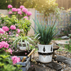 Egyptian Motif Tall Cement Planter - Outdoor Home Upgrades