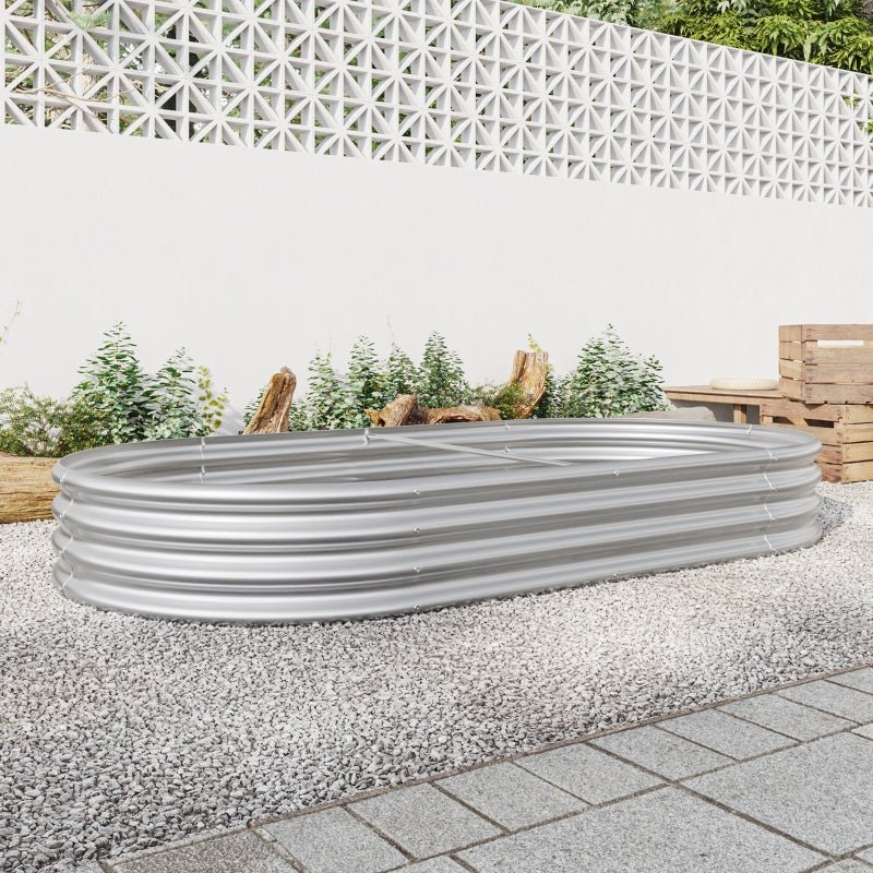 Large Oval Metal Raised Garden Bed - Silver (89" x 45") - Outdoor Home UpgradesFunctional Outdoor Problem - Solvers